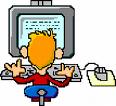 cartoon of a student working in front of a computer